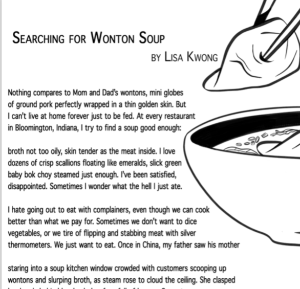 Searching for Wonton Soup Broadside by Lisa Kwong Sundress Publications